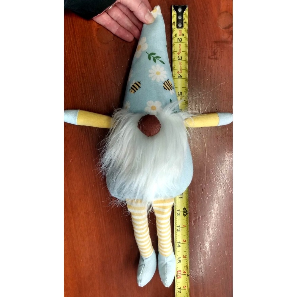 ALDI Mini Spring GNOME Plush Weighted Yellow Blue Bees & Flowers Garden Whimsy - Picture 5 of 5